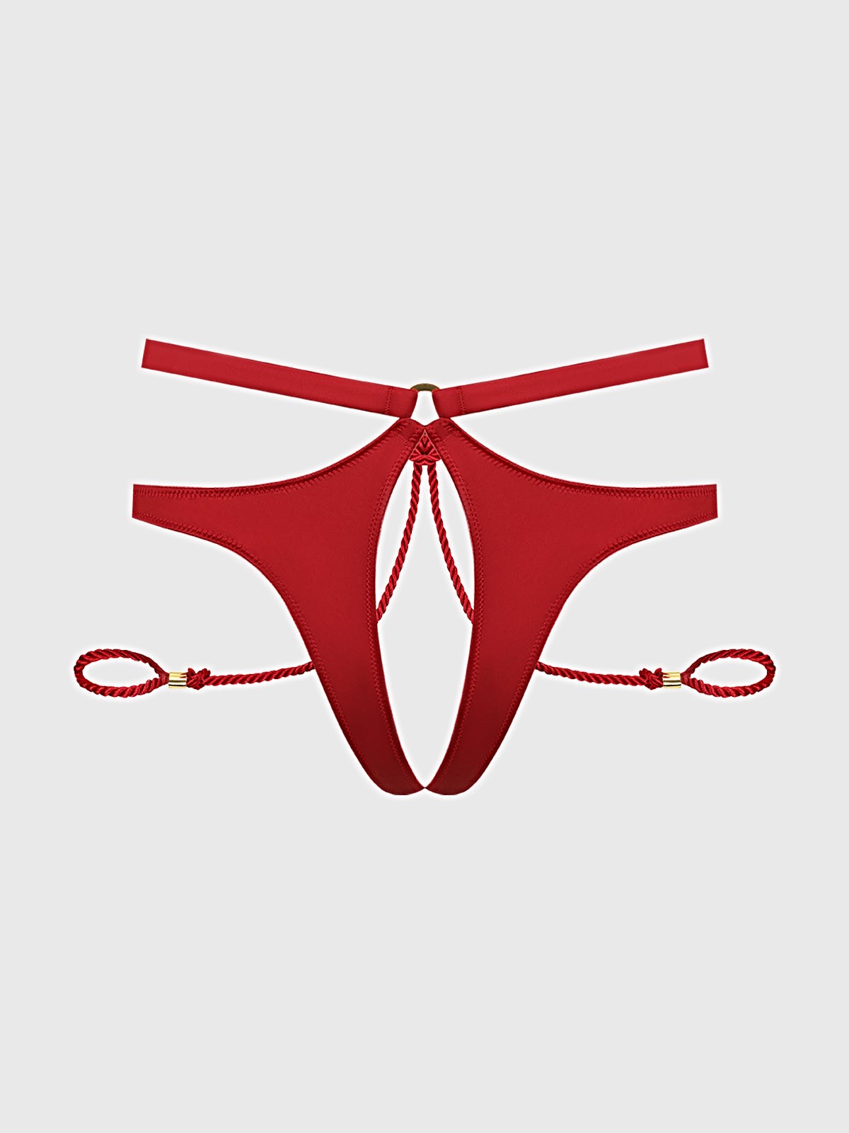 IRYNA SILKY MICRO & ROPE CROTCHLESS & HAND CUFF HIPSTER -