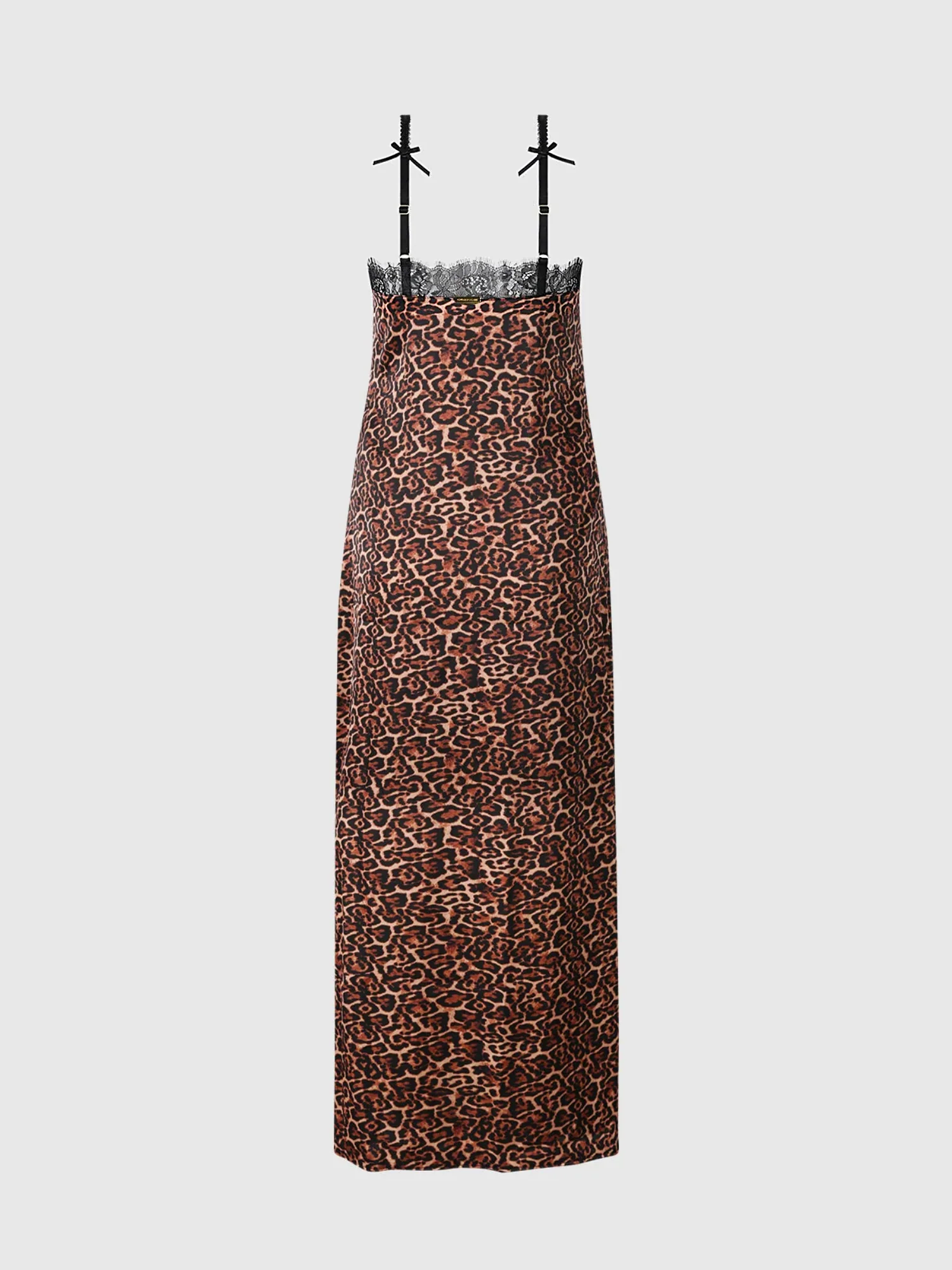 Devon Leopard Print Gown With Sheer Lace Bodice, Side Slit And Matching Side Slip -