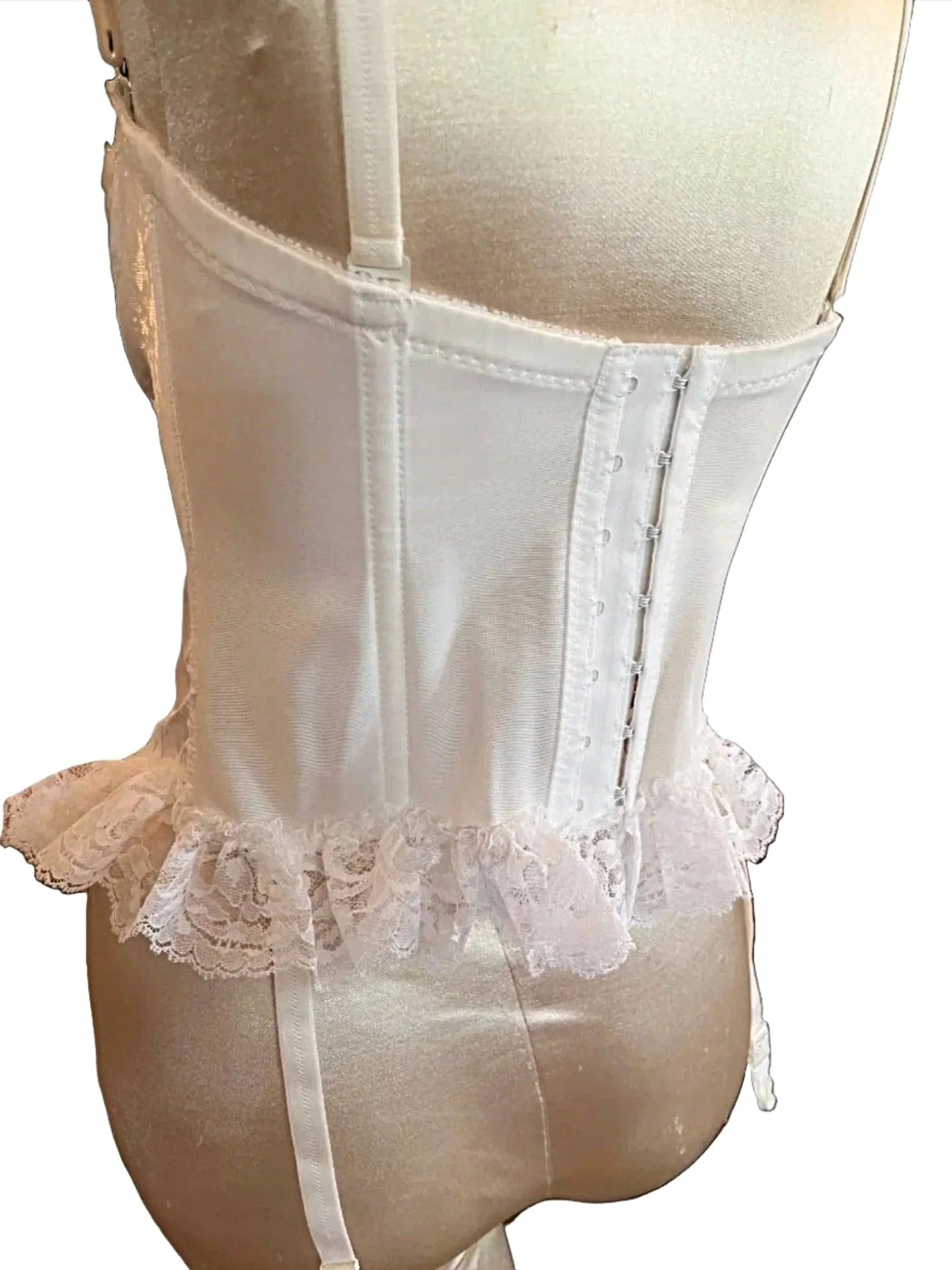 Shirley of Hollywood Underwire Lace Corset Bustier with Removable Garters - Elegant White Design IS-Shirley of Hollywood