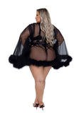 Stunning Sheer Mini Length Robe of Marabou & Soft Tulle will make you feel like a princess-lingerie-Roma-SatinBoutique