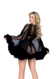 Stunning Sheer Mini Length Robe of Marabou & Soft Tulle will make you feel like a princess-lingerie-Roma-SatinBoutique
