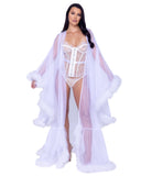 Stunning Sheer Maxi Length Robe of Marabou & Soft Tulle will make you feel like a princess-lingerie-Roma-White-O/S-SatinBoutique