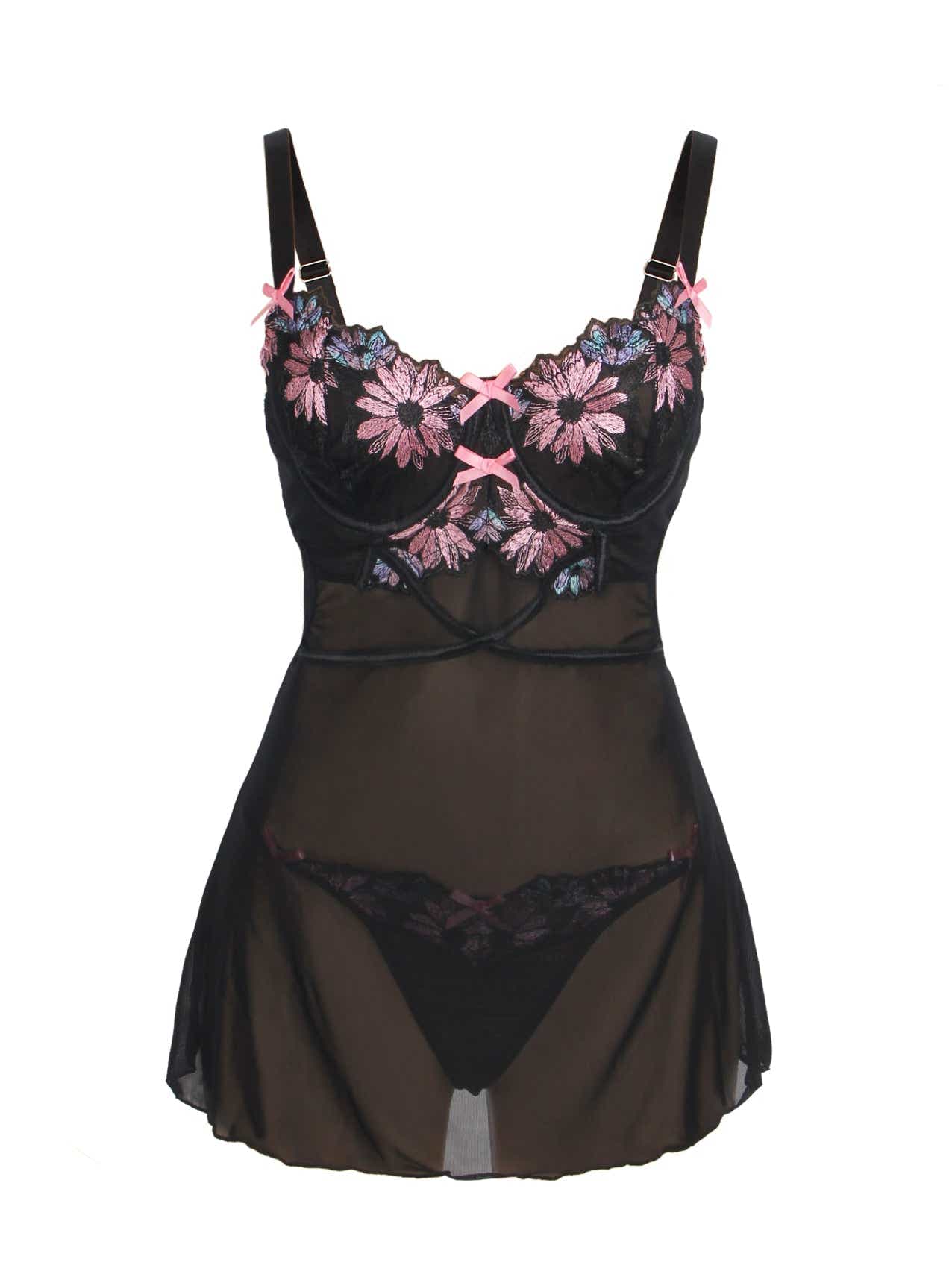 Stylish view of the Elowen Mystic Babydoll Lingerie Set emphasizing its feminine charm and sophisticated appeal.