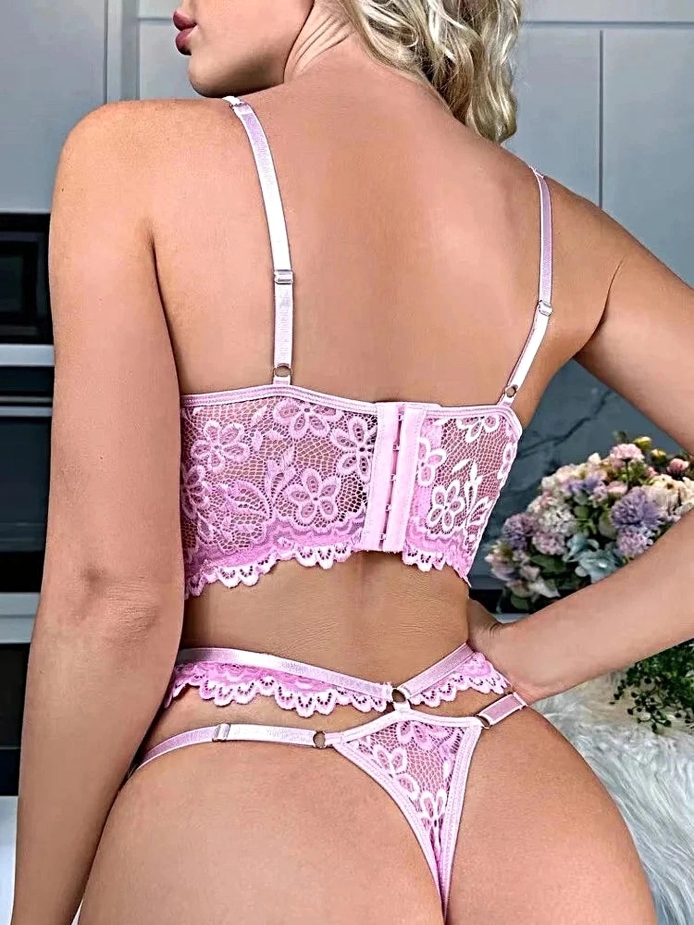 Fancy Lingerie Floral Lace Bra Set Bilizna Luxury Sensual Underwear Sexy Erotic Fairy Fine Lace See Through Exotic Sets -