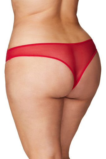 Elegant Crotchless Pearls Thong Underwear with Venise Lace and Mesh Detail - Oh La La Cheri Eldorado