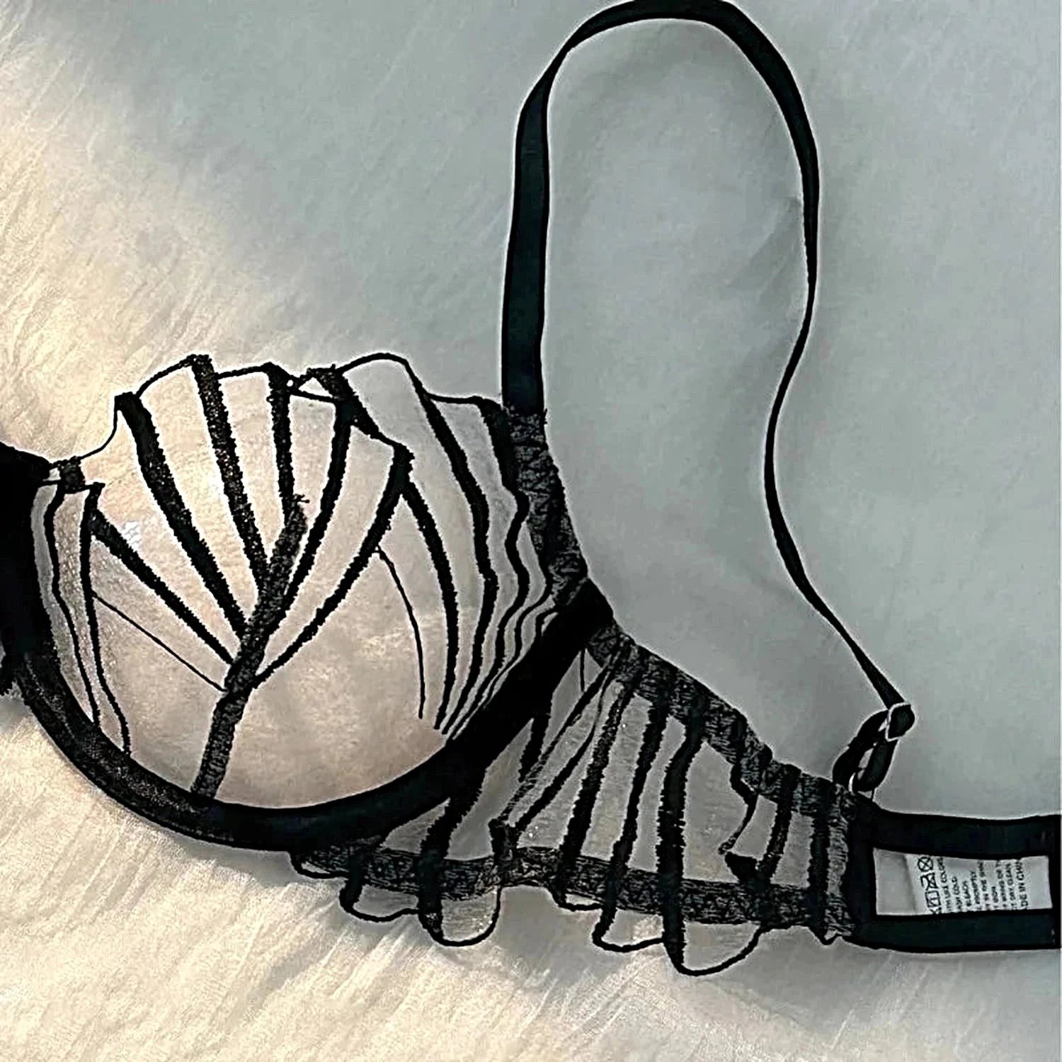 2pcs Women's Bra Set Sexy Lace Mesh Lingerie Set Ultra Thin Breathable Comfortable Lightweight Scallop Transparent Lingerie Set