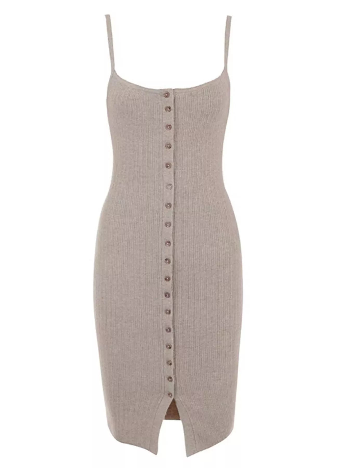 Ribbed Button-Front Bodycon Sweater Dress -