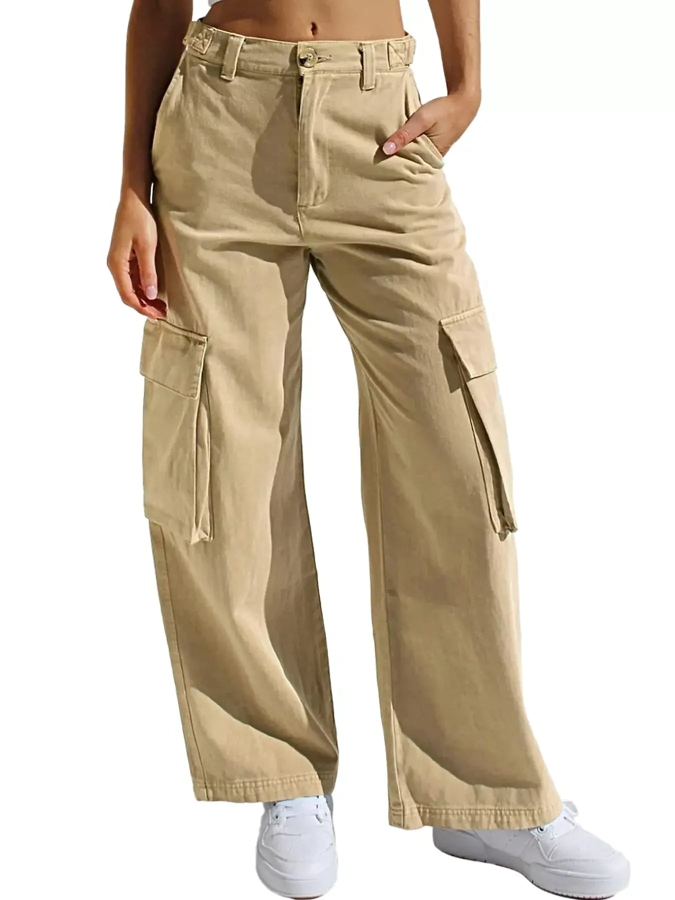 High-Waisted Wide Leg Cargo Jeans -