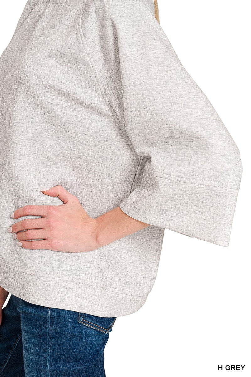 Zenana Scuba 3/4 Sleeve Pullover -