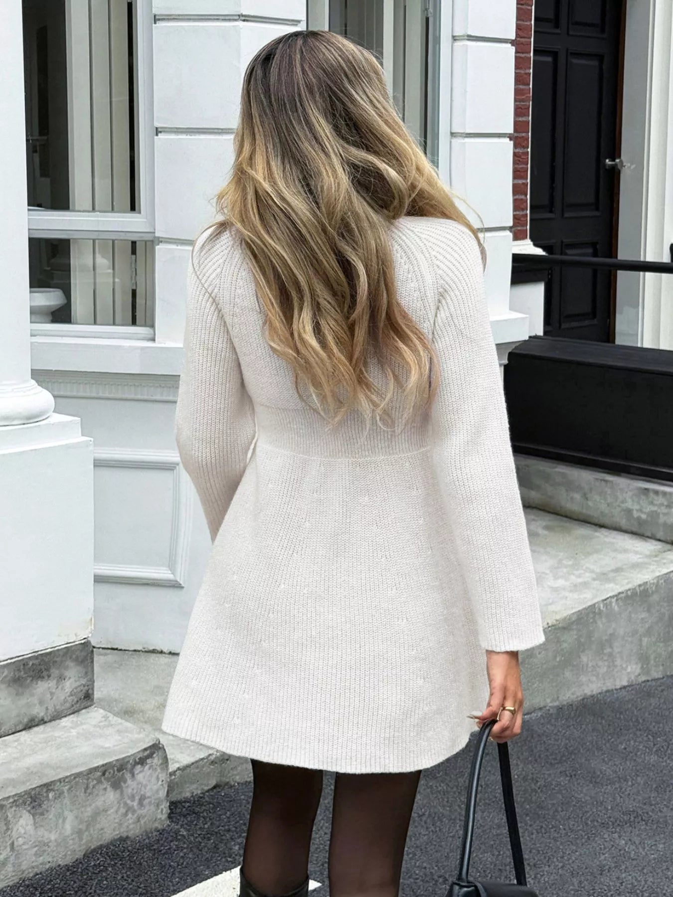Button-Down Knitted Sweater Dress -
