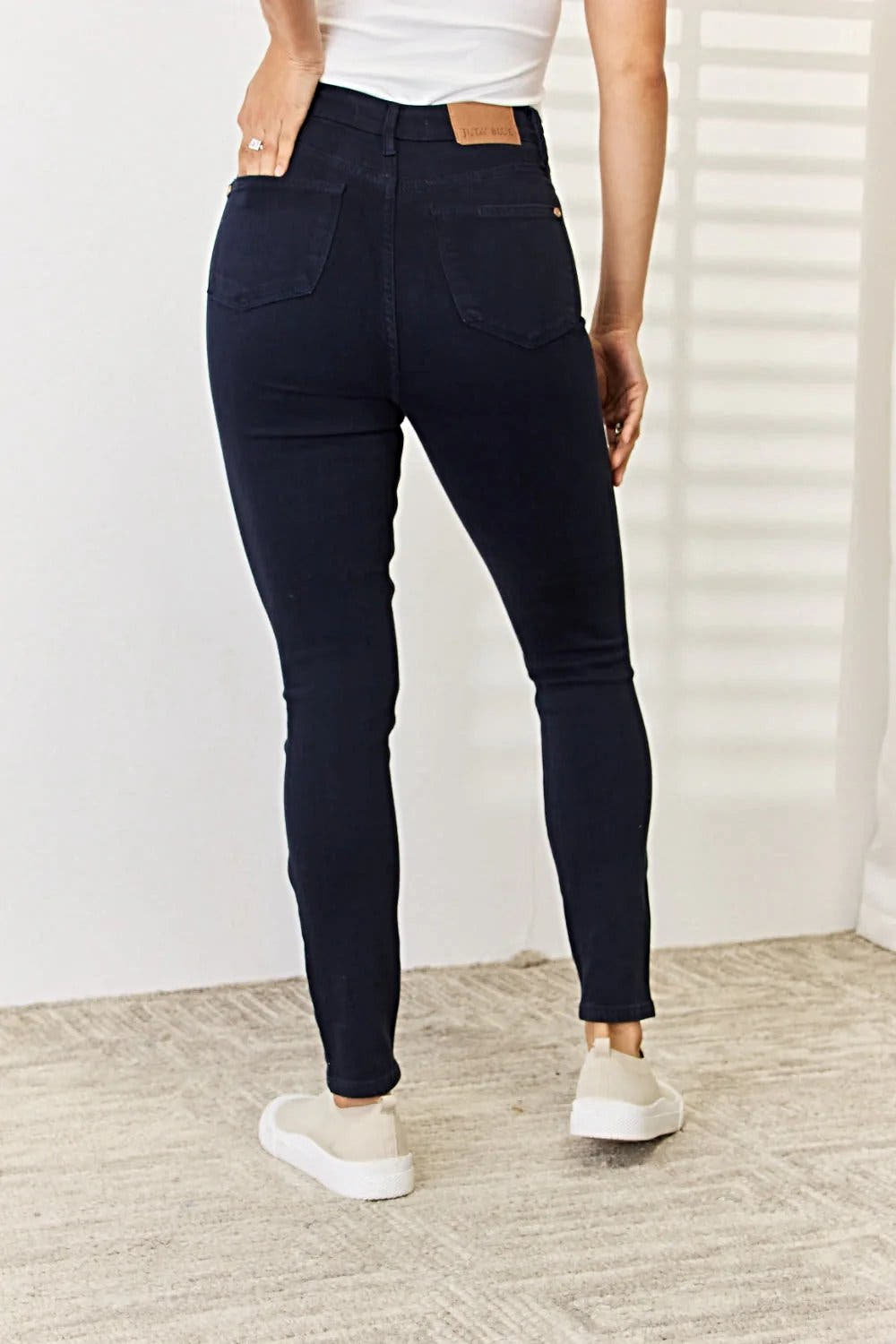 Judy Blue Tummy Control Skinny Jeans - Full Size Garment Dyed for a Flattering Fit Trendsi