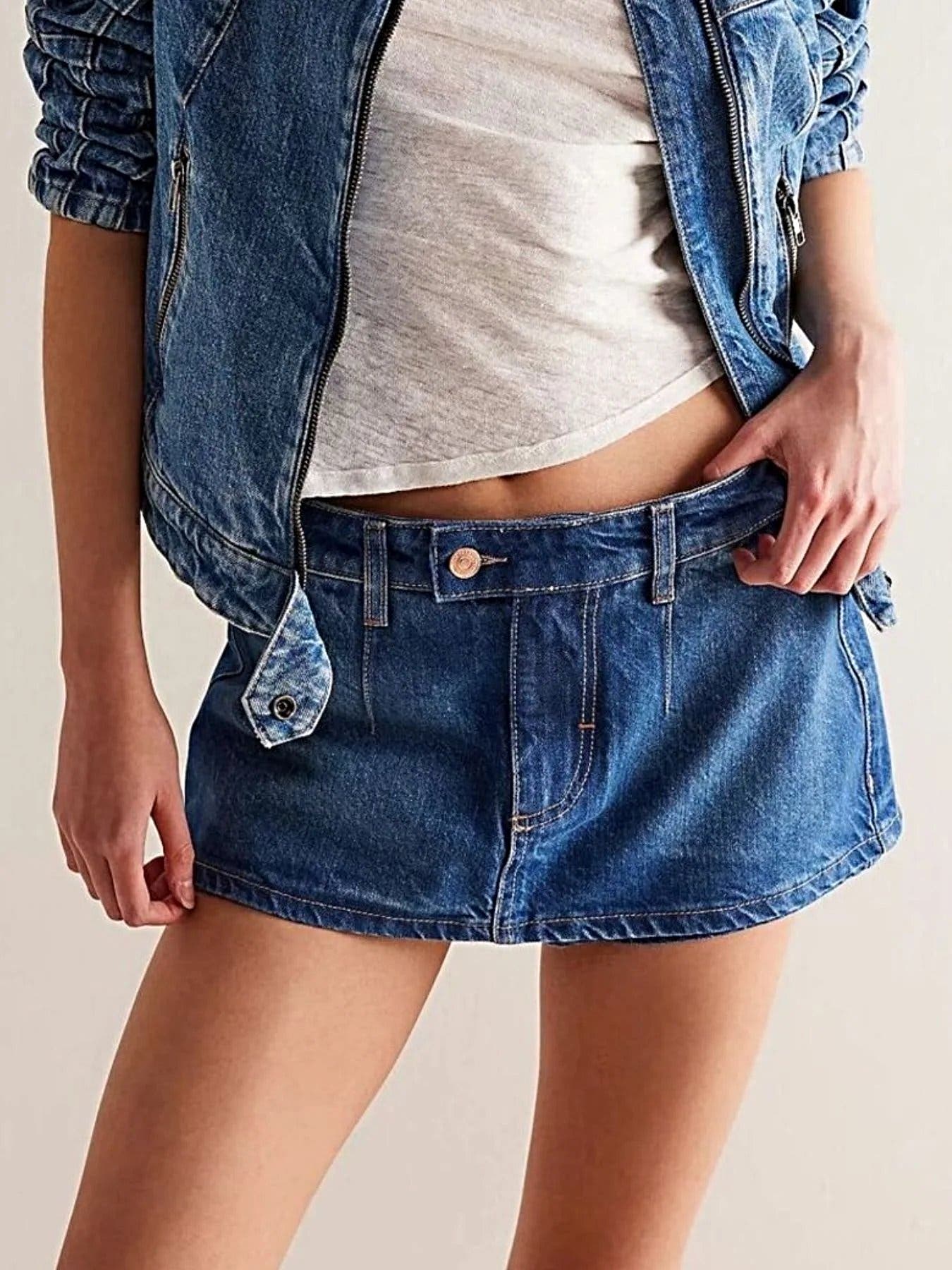 Classic Wash Denim Mini Skort -