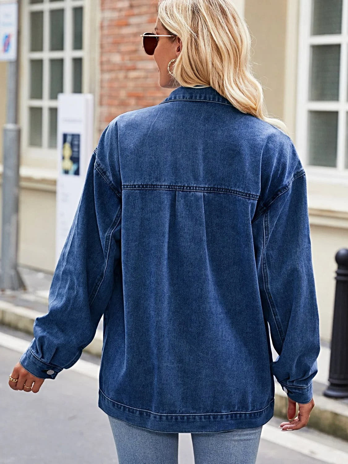 Button Up Denim Jacket with Pockets -