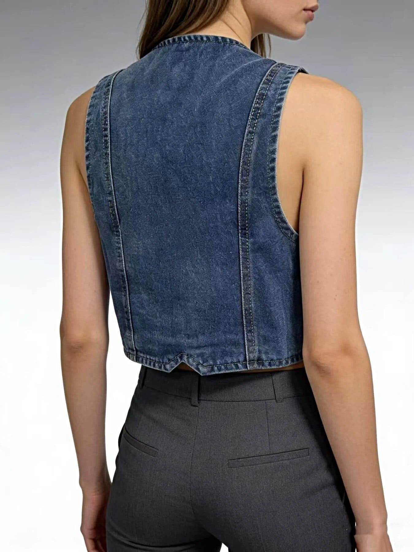 Button-Down Denim Vest -