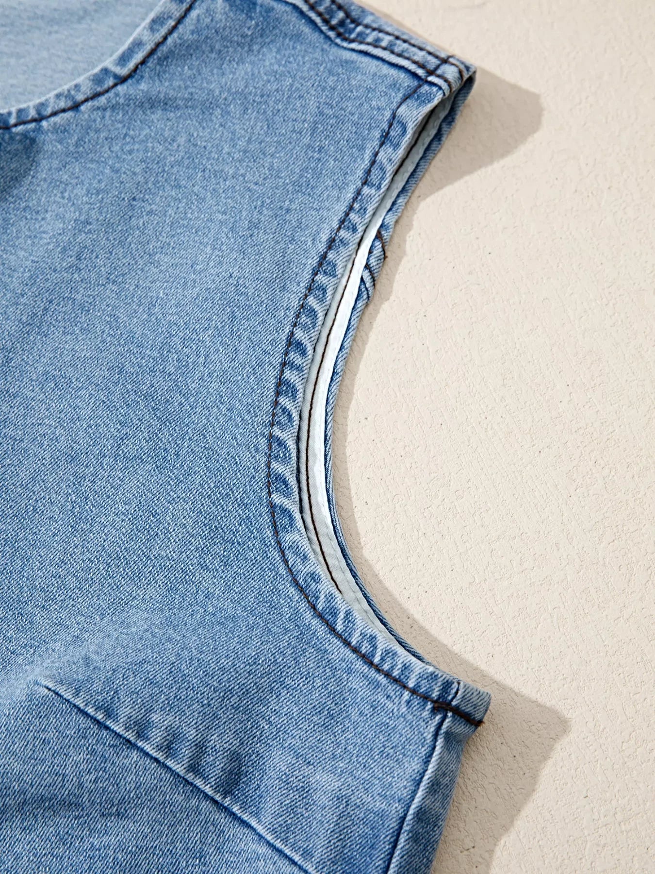 Buttoned Front Slit Denim Vest -