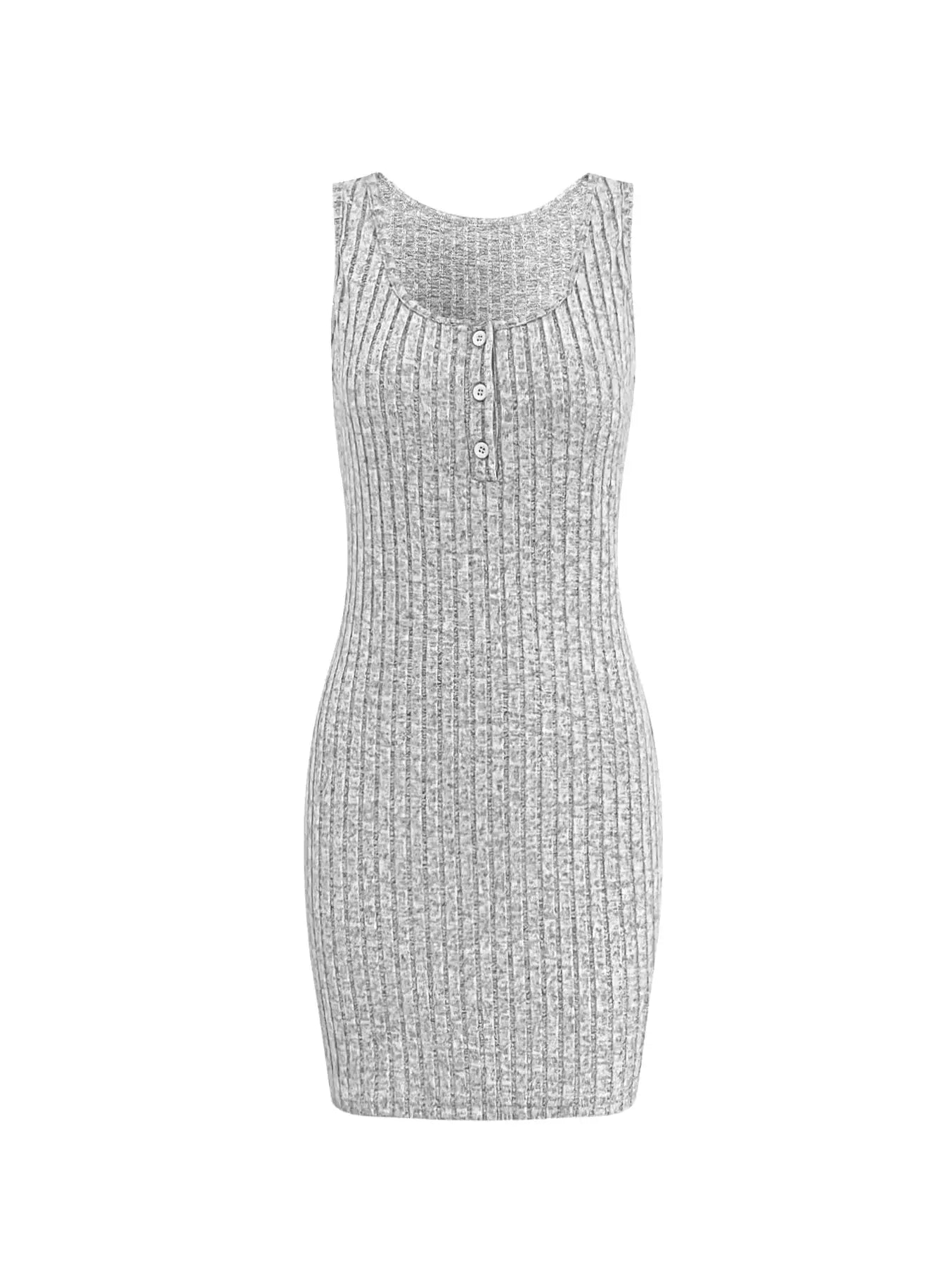 Ribbed Button Front Dress and Cardigan Sweater Set -
