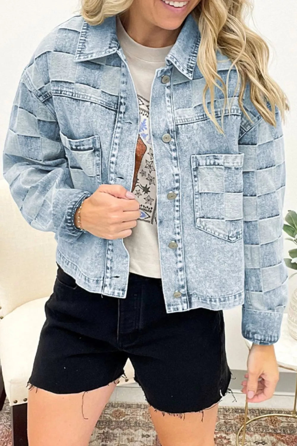 Button Up Wash Denim Jacket -