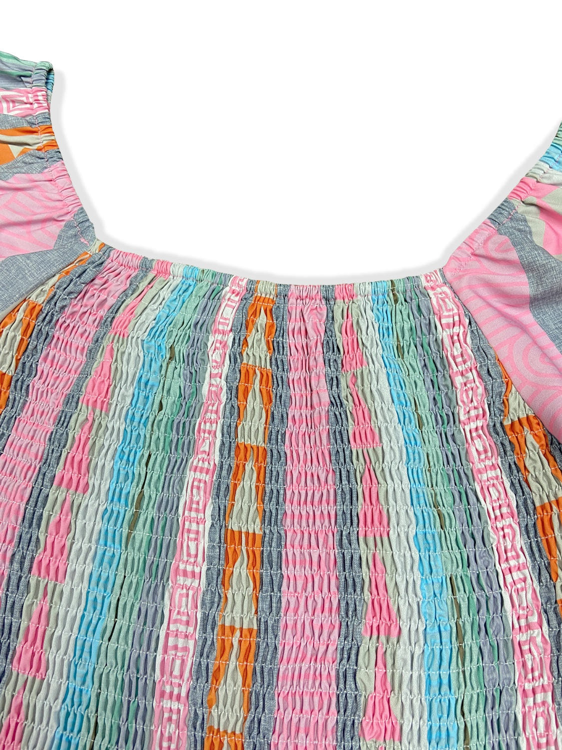 Ruffled Striped Long Sleeve Dress -
