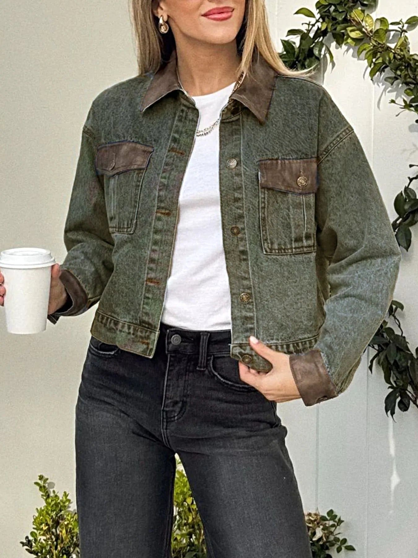 Button Up Chest Pockets Denim Jacket -