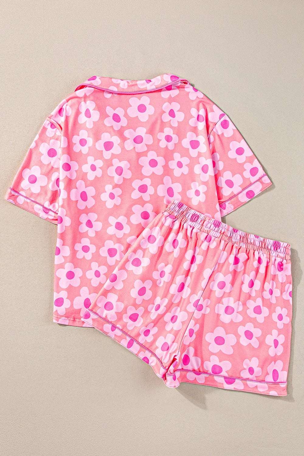 Pocketed Flower Half Sleeve Top and Shorts Lounge Set -