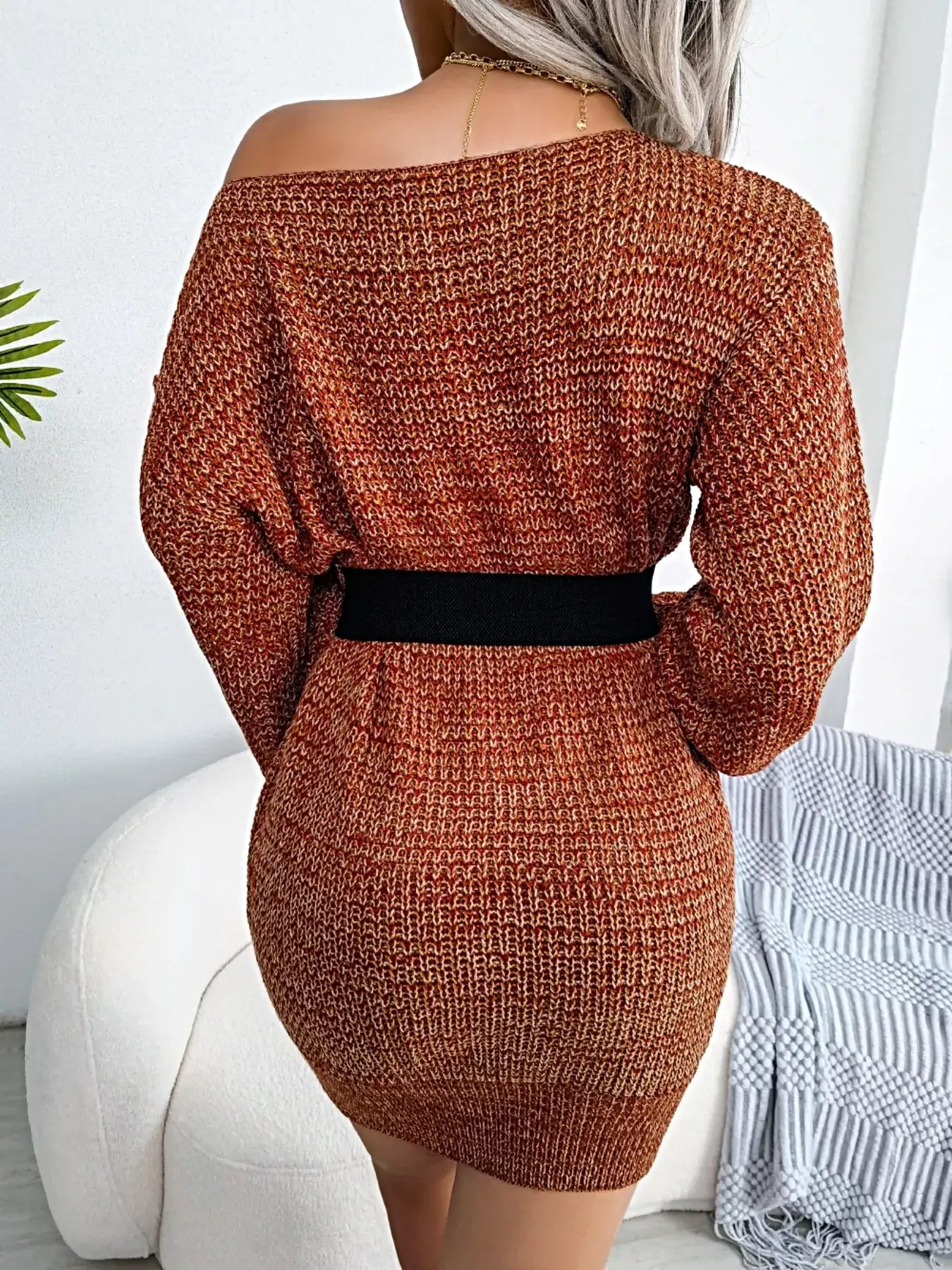 One-Shoulder Sweater Dress -