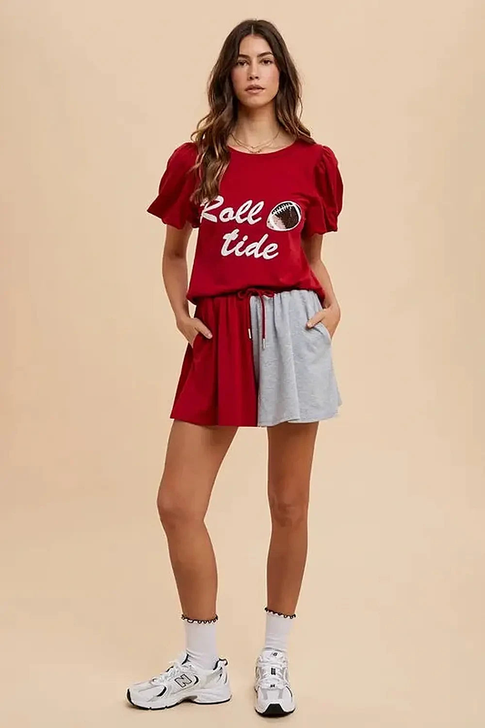 Annie Wear Color Block French Terry Flare Shorts -