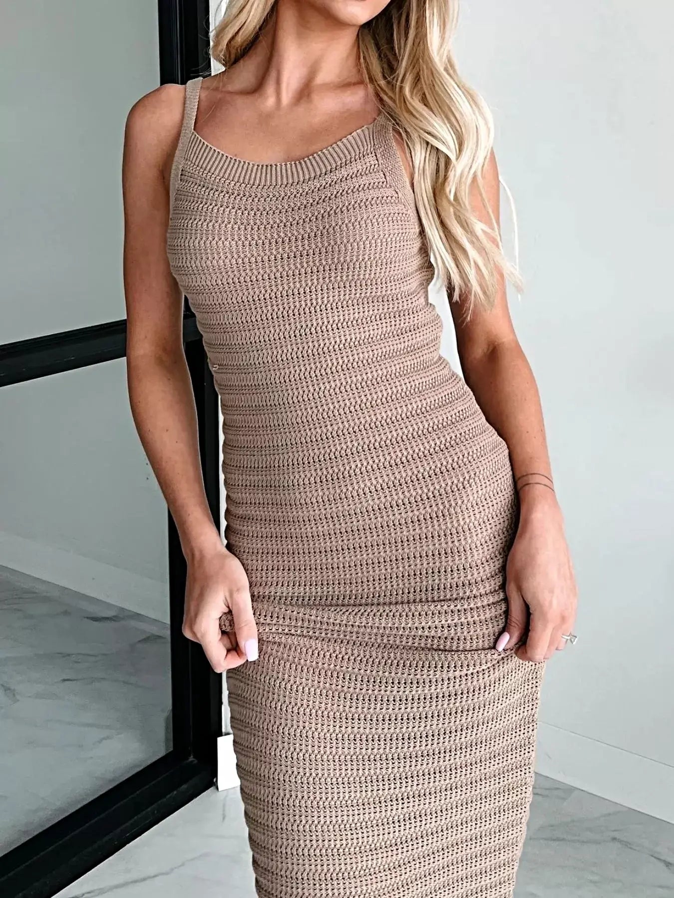 Sleeveless Knit Bodycon Sweater Dress -