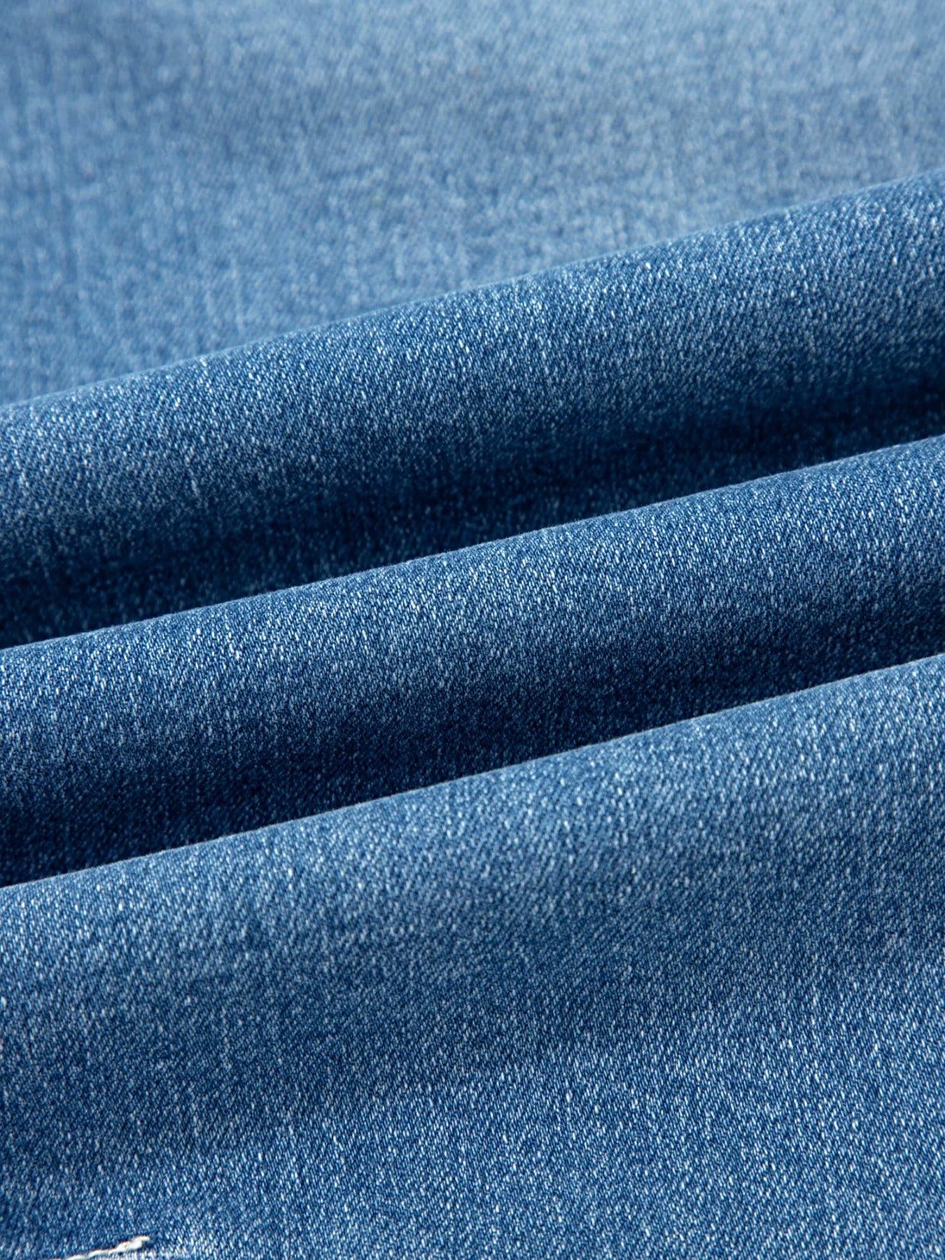 Washed Cuffed Barrel Jeans -