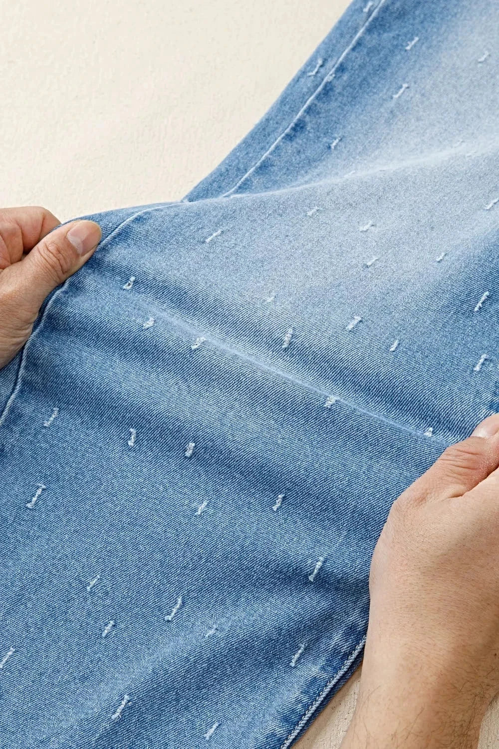 Distressed Detail Tummy Control Raw Hem Jeans -