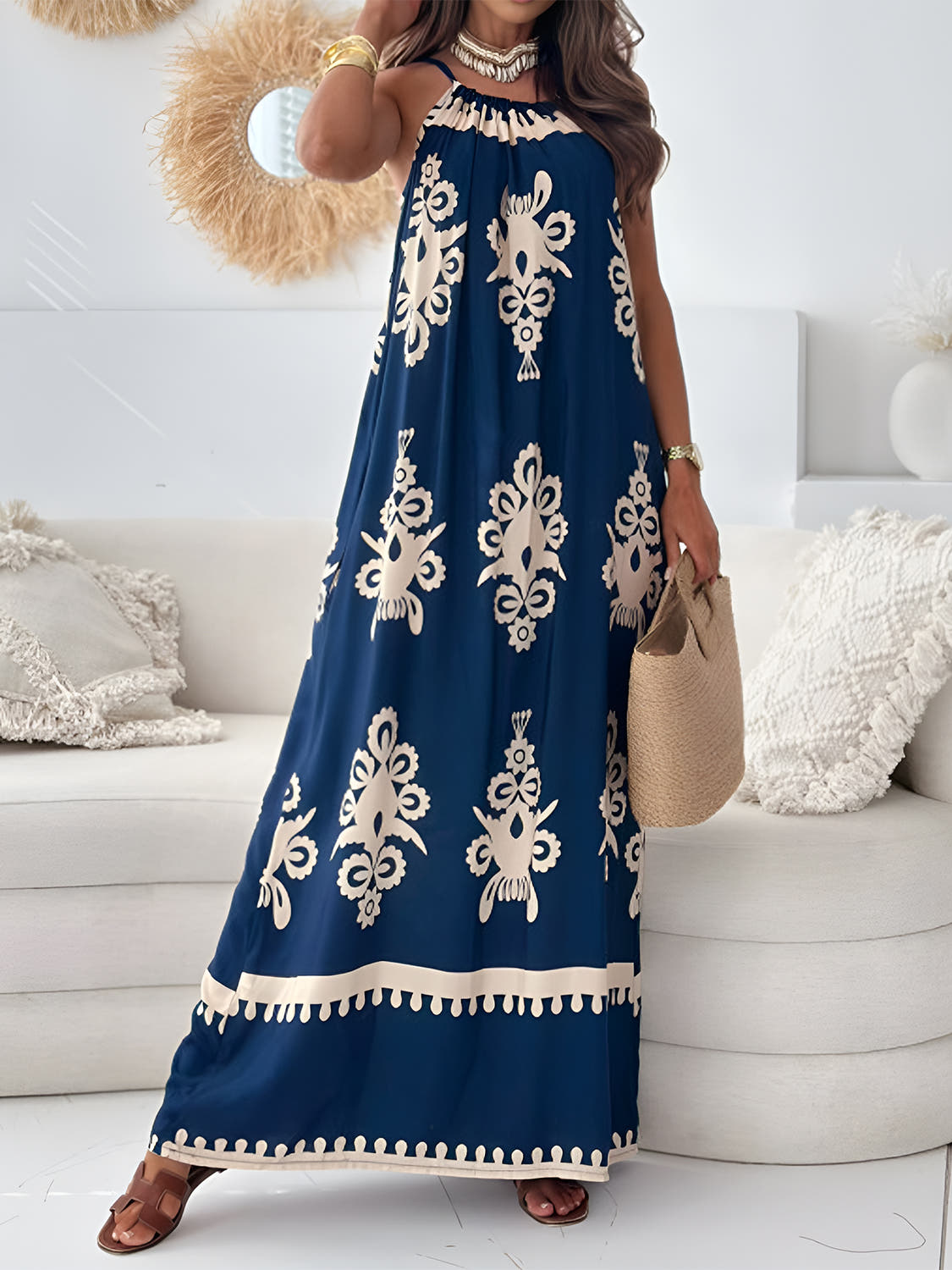 Elegant Printed Spaghetti Strap Sleeveless Maxi Dress - Perfect Maxi Dress for Summer Trendsi
