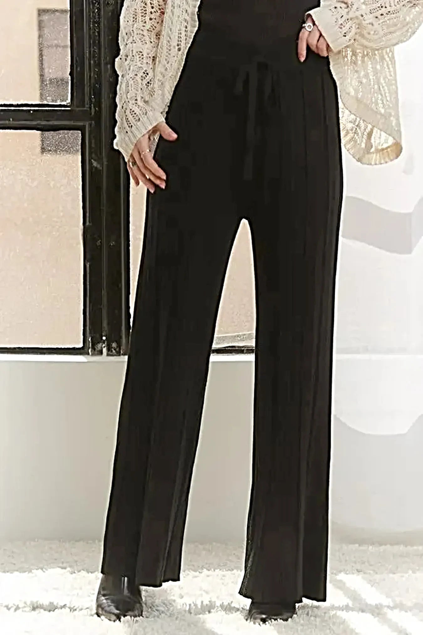 ADORA Tied Wide Leg Knit Pants -