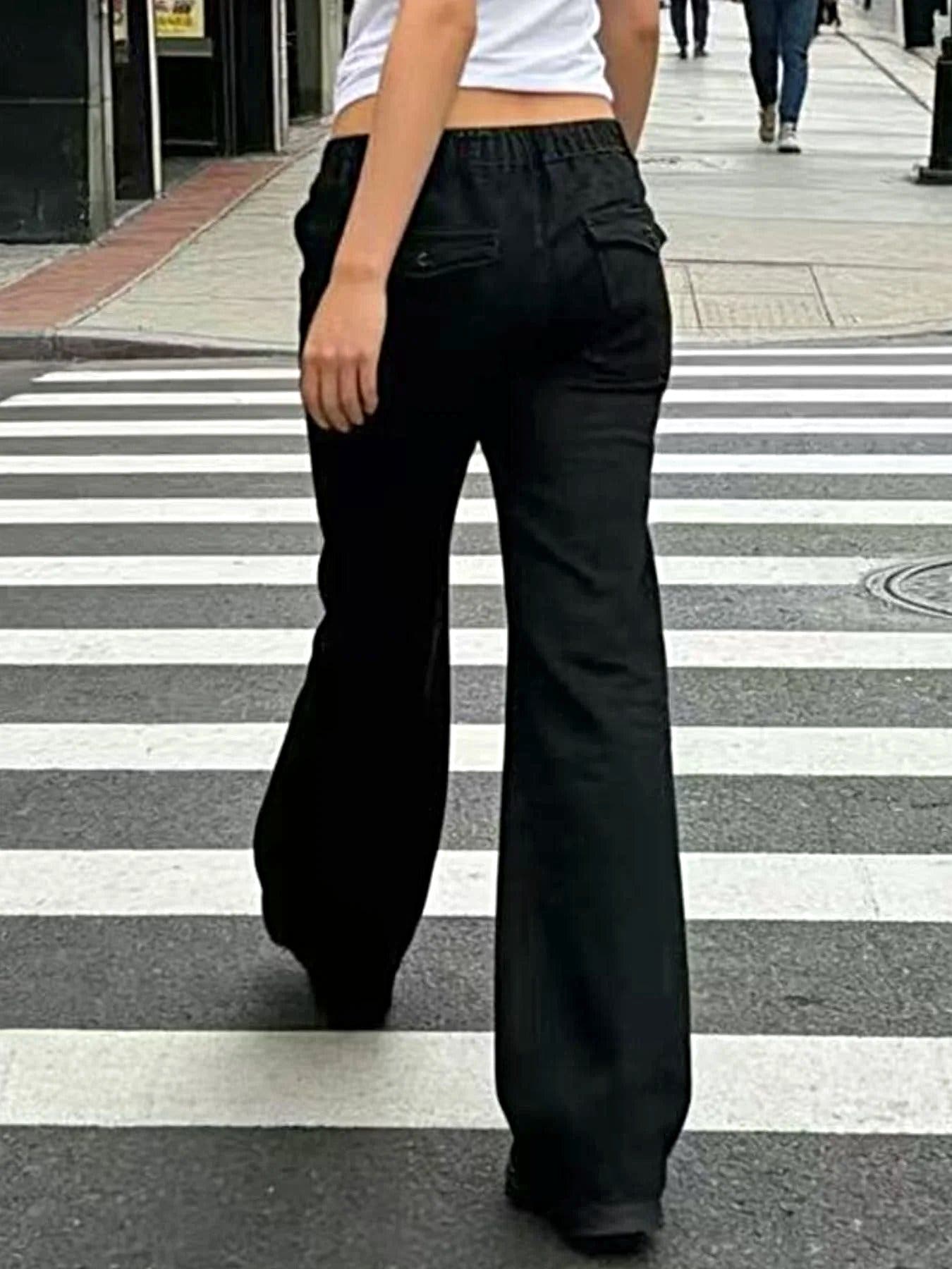 Wide Leg Contrast Stitching Jeans -