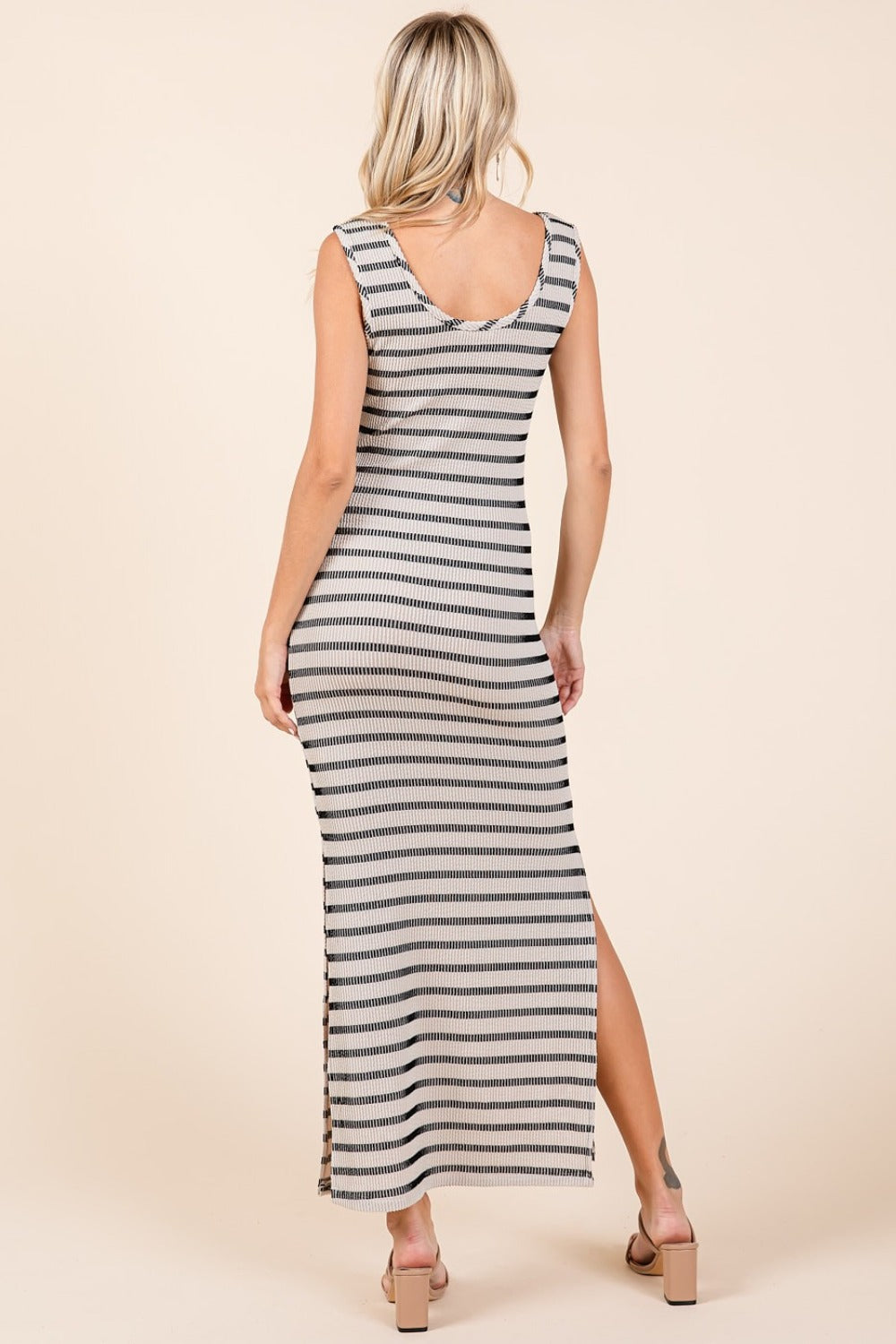 Mittoshop Striped Scoop Neck Sleeveless Maxi Dress Trendsi