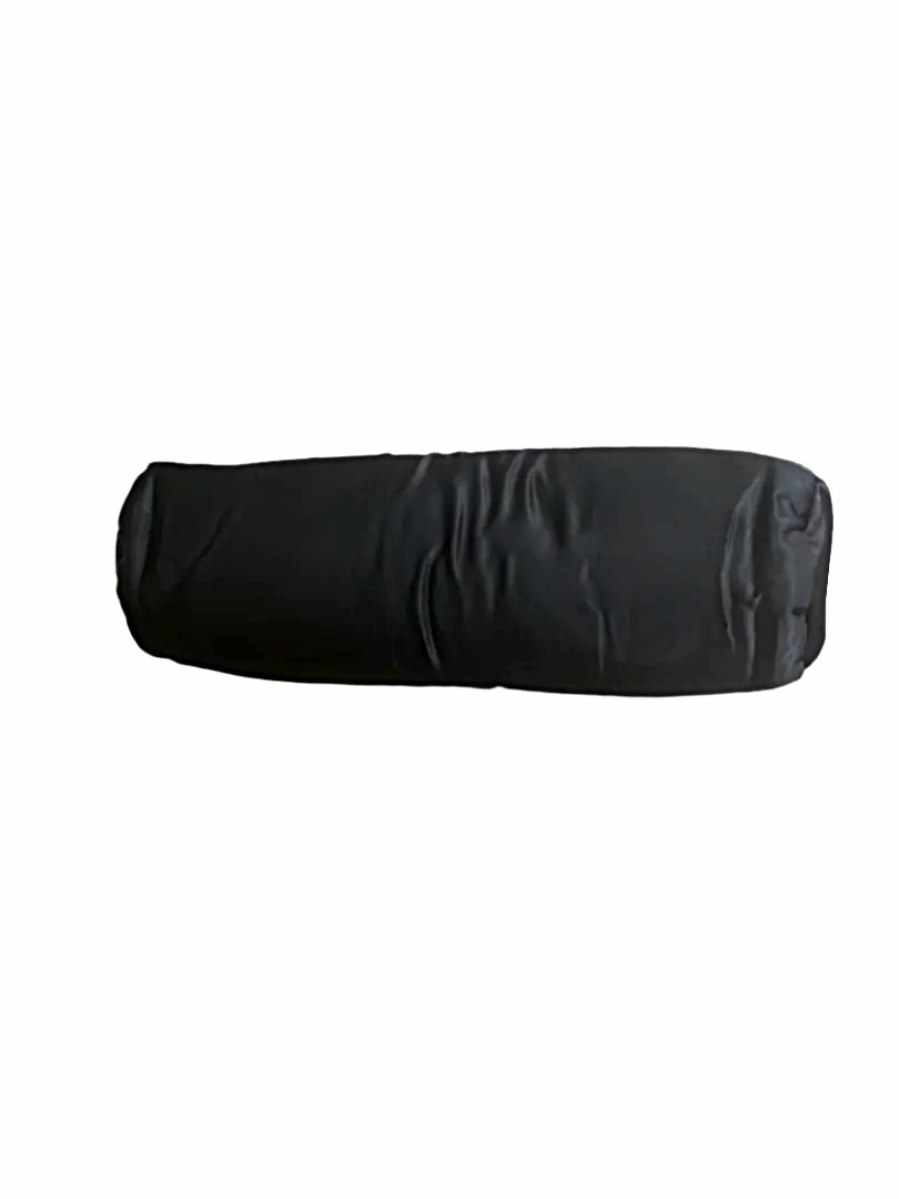 Luxury Black Satin Neck Roll Sham, 17X10 inch, lightly padded with an invisible zipper closure, showcasing a smooth black satin finish for an elegant home decor accent. Perfect black satin neck roll sham for enhancing comfort and style in any living space.