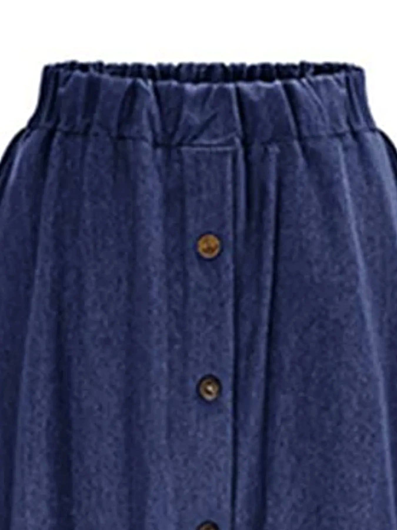 Full Size Button-Front Denim A-Line Skirt Plus Size -