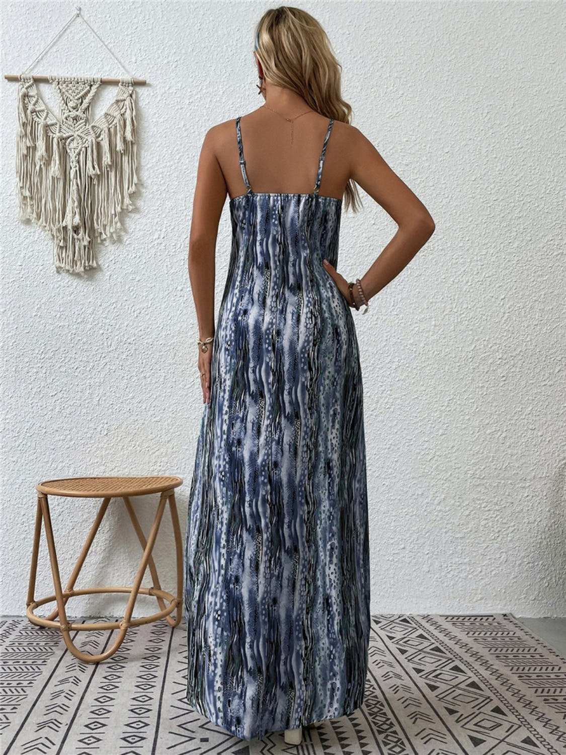 Elegant Printed Maxi Dress with Scoop Neck, Full Size & Opaque Fabric - Trendsi Trendsi