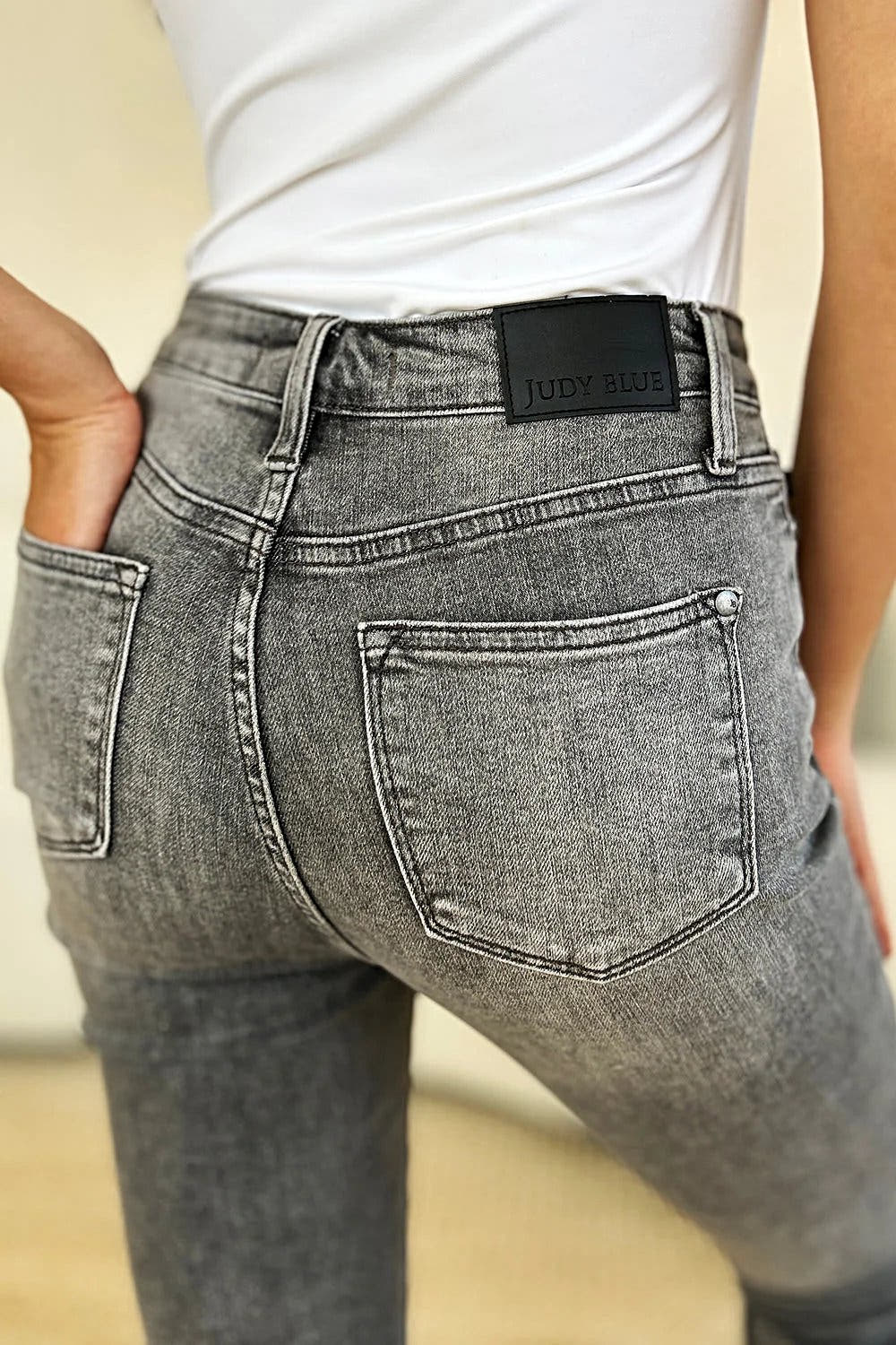 Judy Blue Full Size Button Fly High Waist Cuffed Capris -