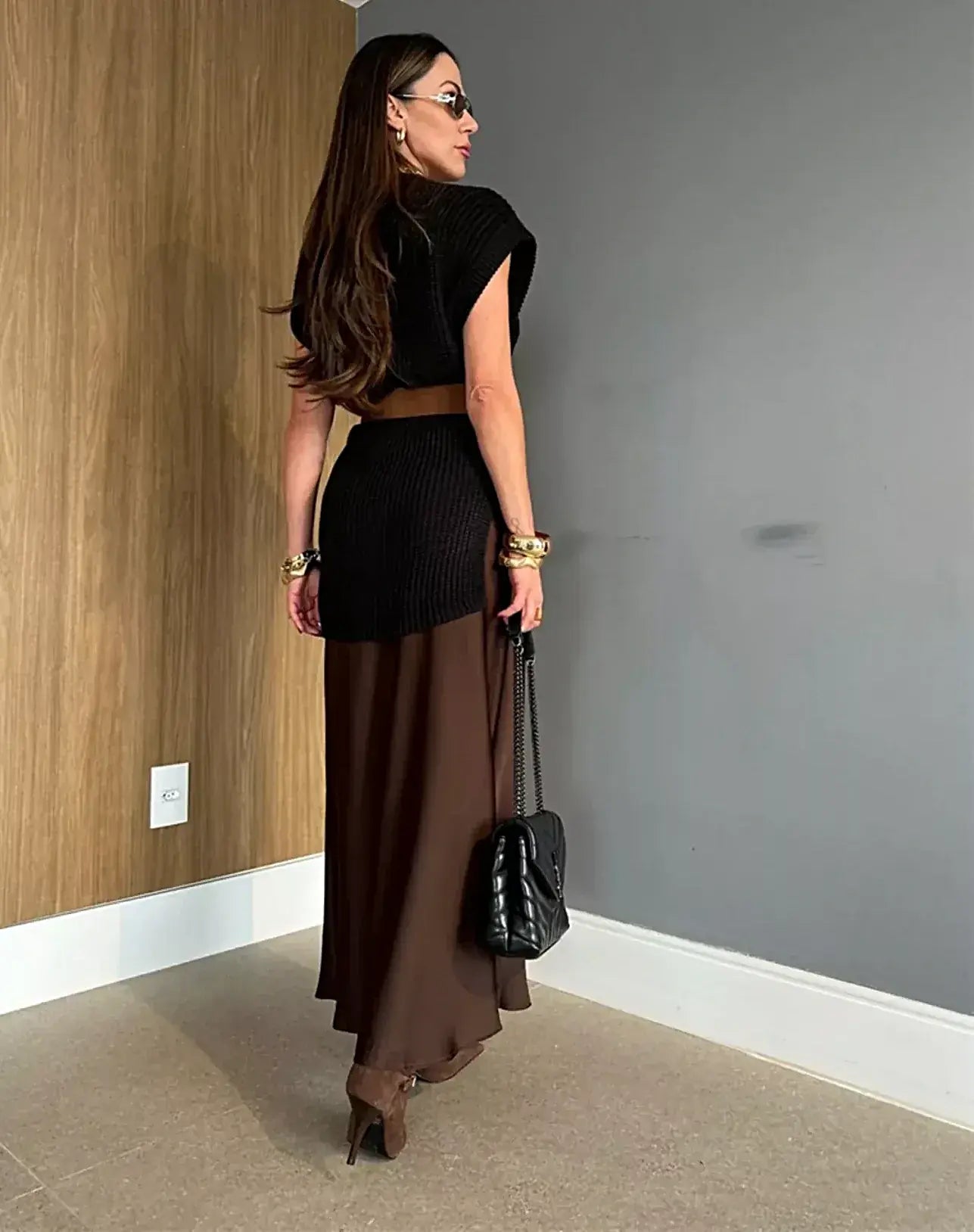 Round Neck Cap Sleeve Sweater Dress -