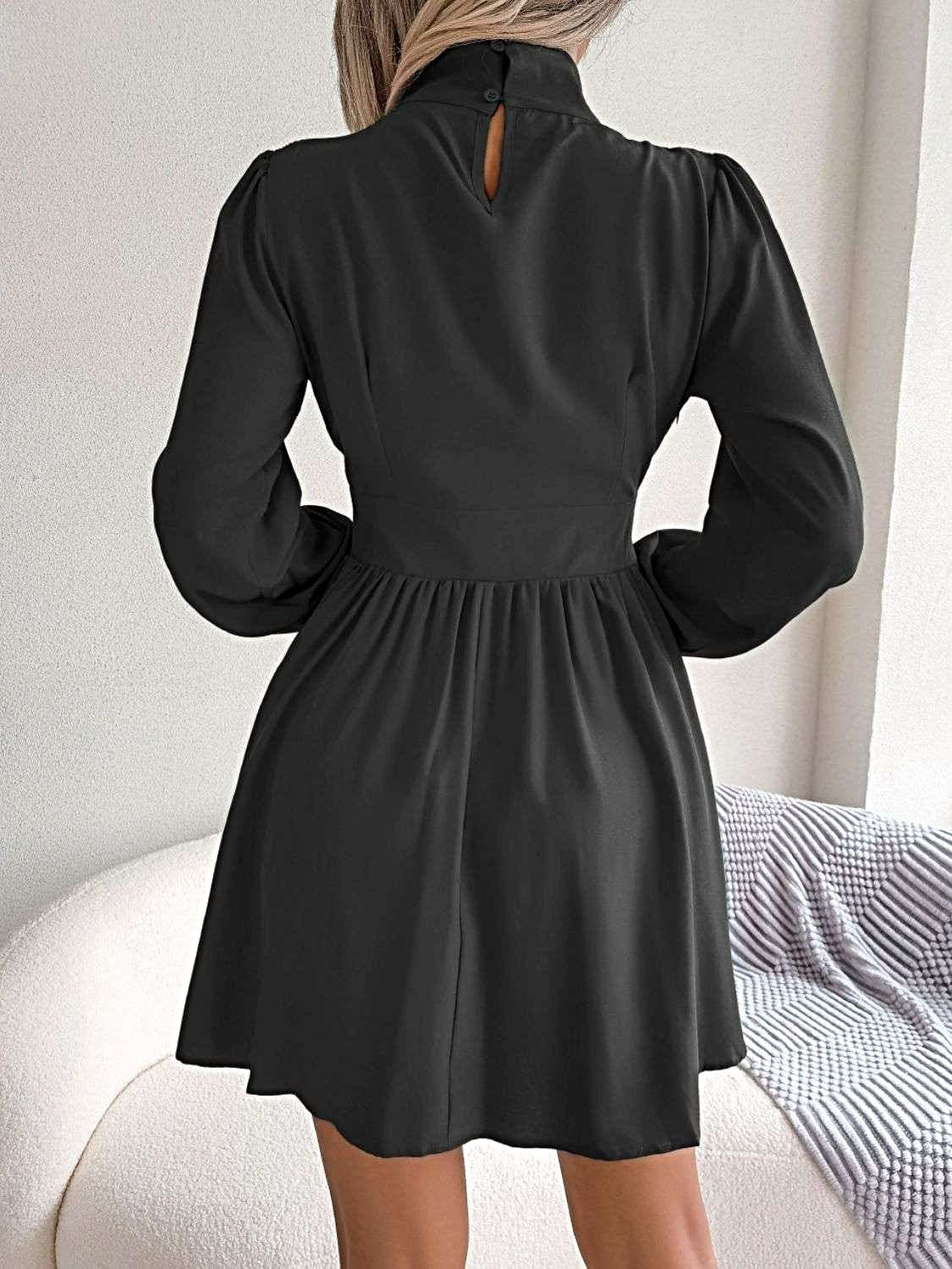 Cutout Turtleneck A-Line Mini Dress -