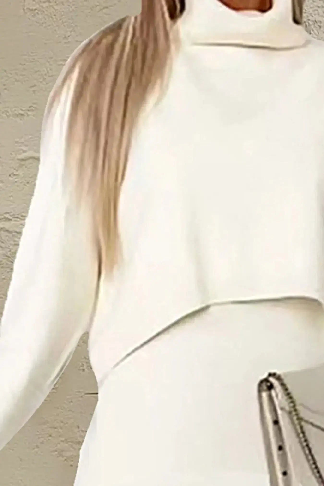Turtleneck Dropped Shoulder Sweater and Dress Sweater Set -