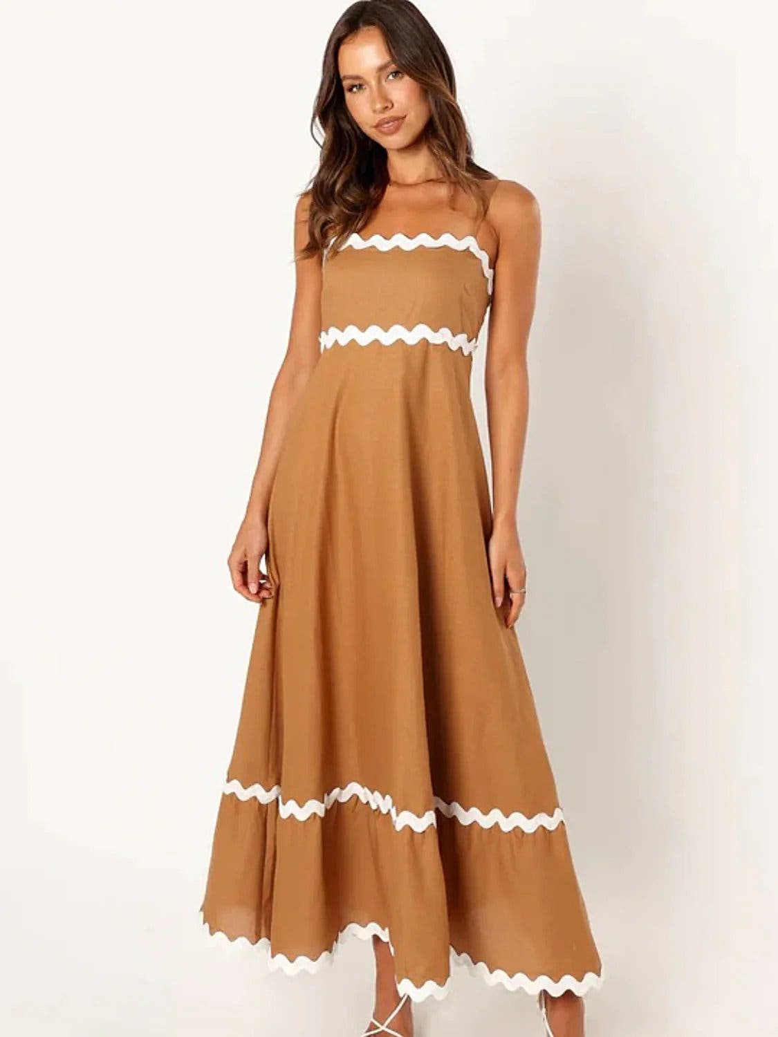 Elegant Spaghetti Strap Maxi Dress in Luxe Opaque Fabric – Perfect for Summer Events Trendsi