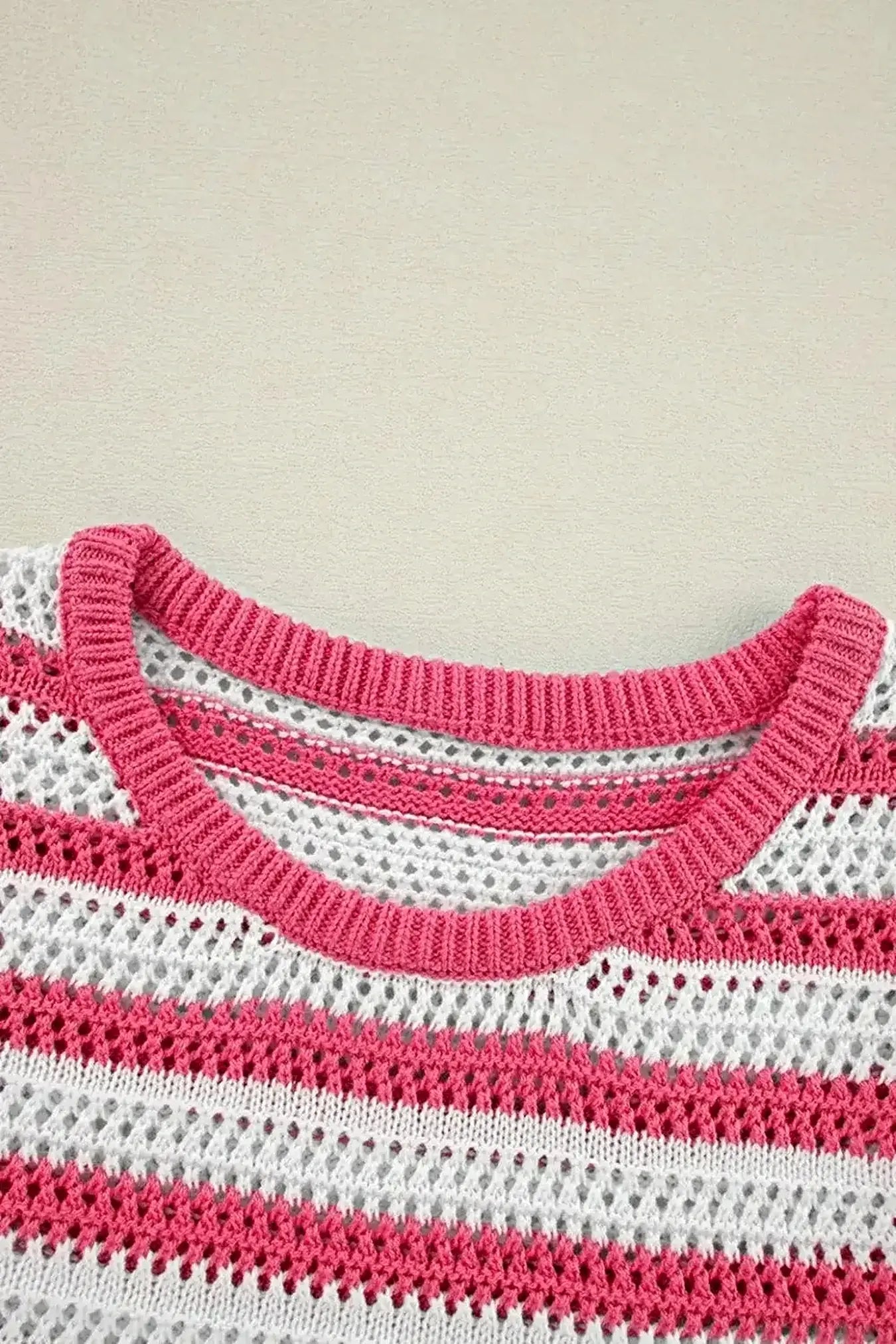 Stripe Hollowed Knit Sleeveless Sweater Dress -
