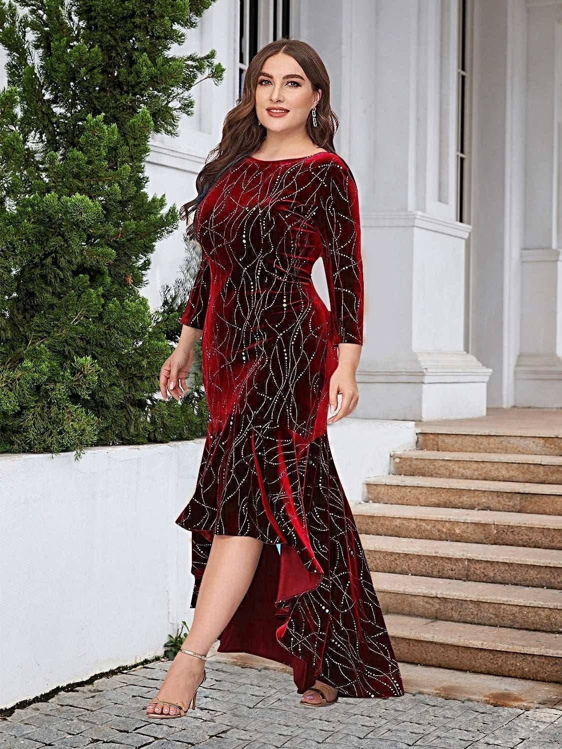 Plus Size Ruffle Hem High-Low Dress -
