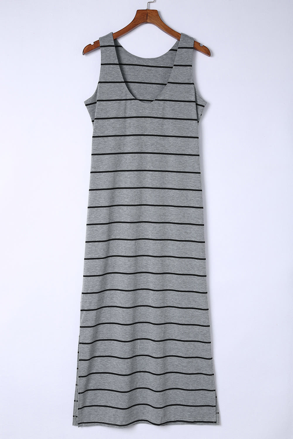 Striped Slit Sleeveless Maxi Dress Trendsi