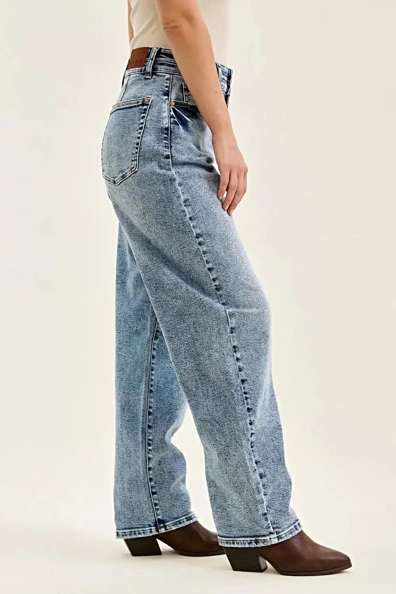 Judy Blue Full Size High Waist Marlow Arc Leg Jeans with Double Waistband Plus Size -