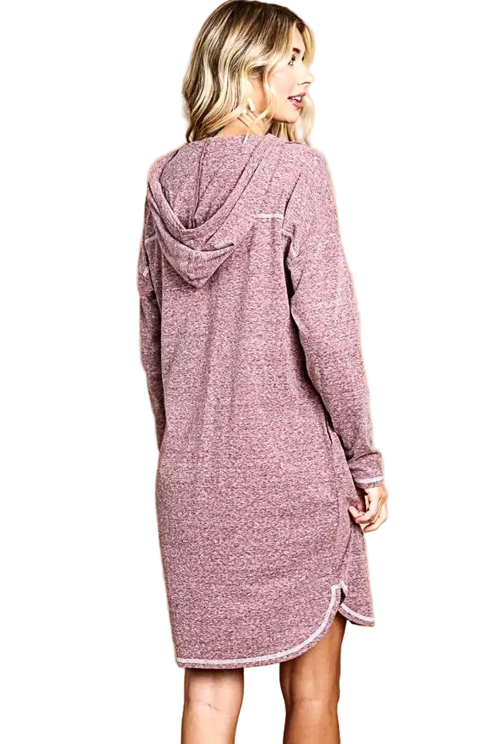 Hooded Long Sleeve Dress - Cozy, Versatile Sweater Dress with Adjustable Hood & Moderate Stretch Trendsi