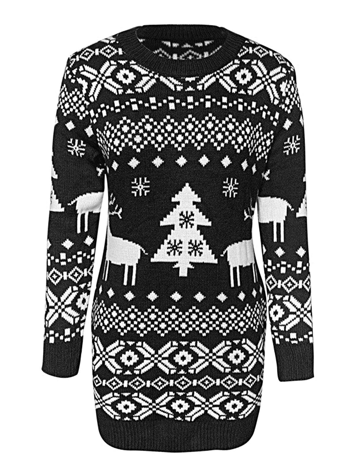 Christmas Element Round Neck Mini Sweater Dress -
