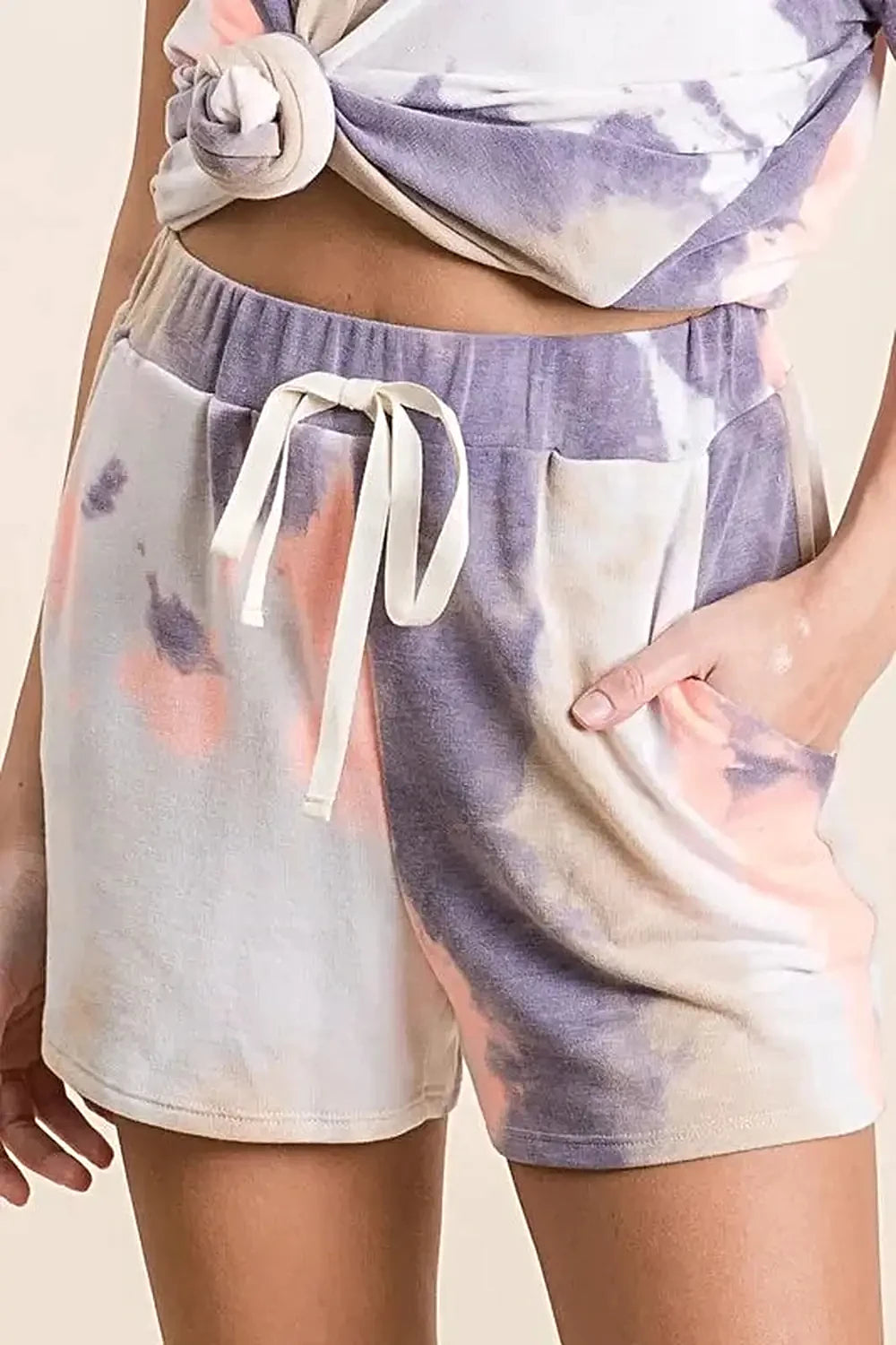 BiBi Tie Dye Terry Shorts with Drawstring -