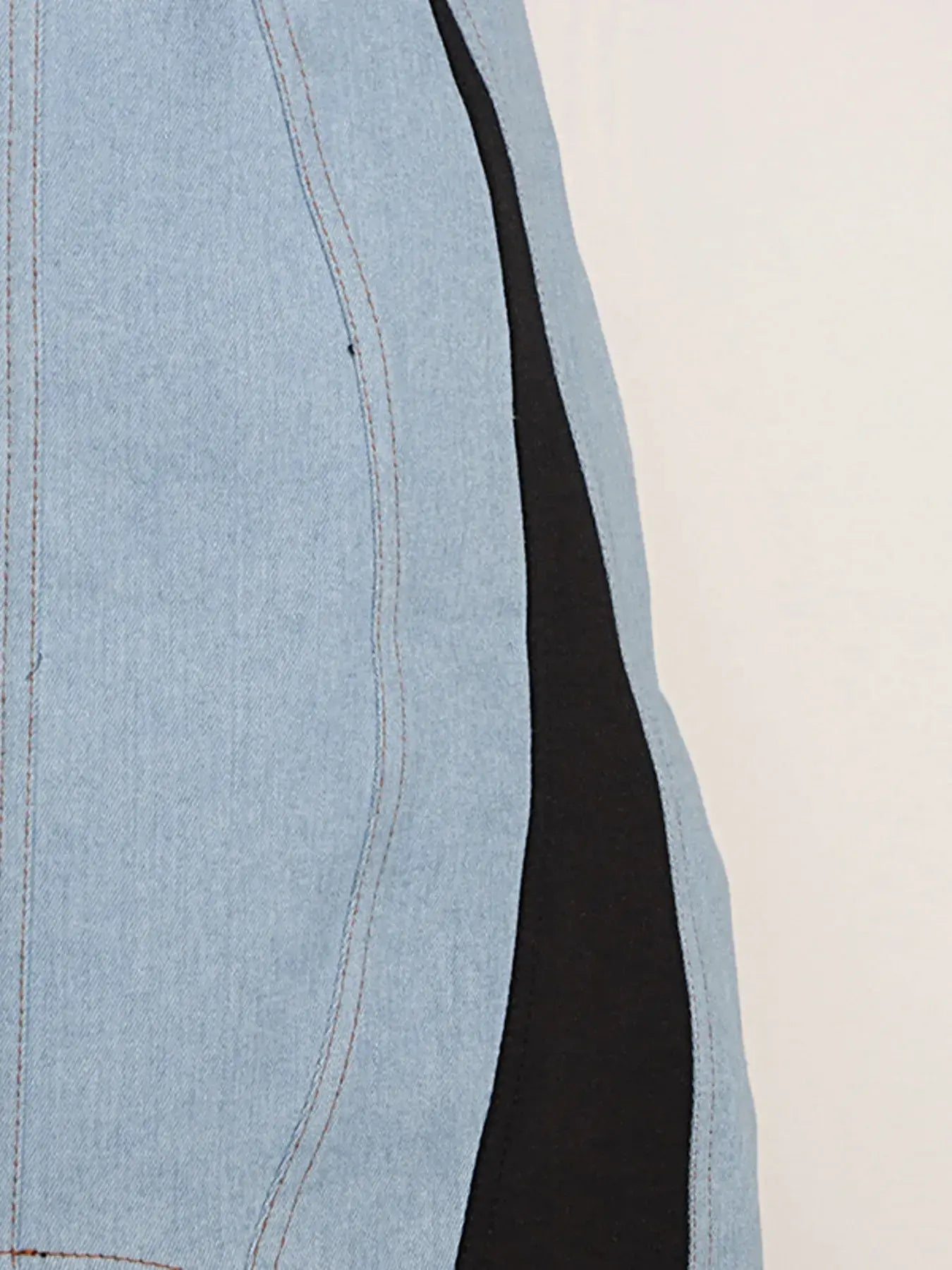 Contrast Adjustable Strap Denim Dress -