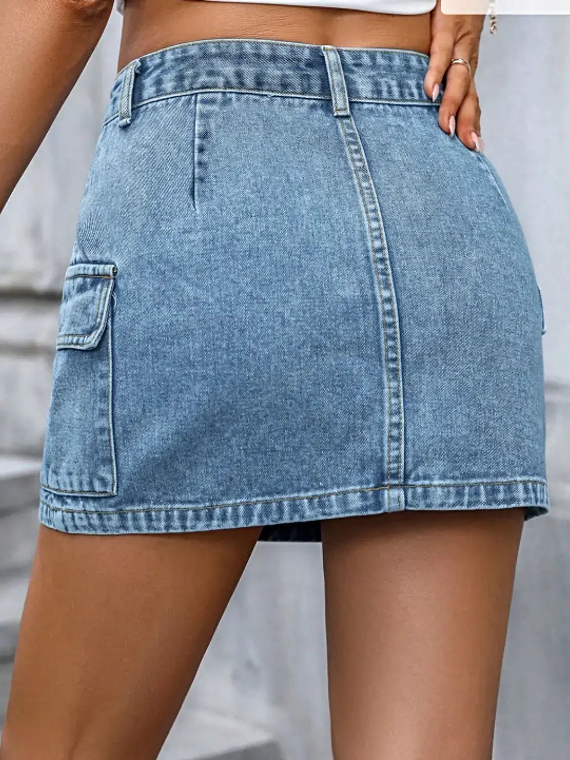 Pocketed Denim Mini Skirt -